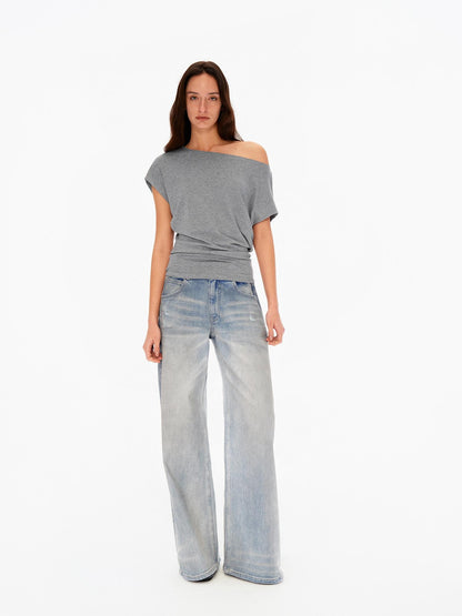 Northbutsouth Chalk Blue Washed Whisker Distressed Women&