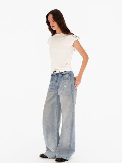 Northbutsouth Chalk Blue Washed Whisker Distressed Women&