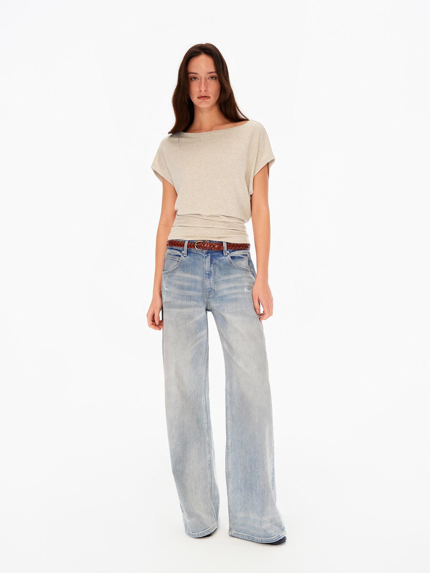 Northbutsouth Chalk Blue Washed Whisker Distressed Women&
