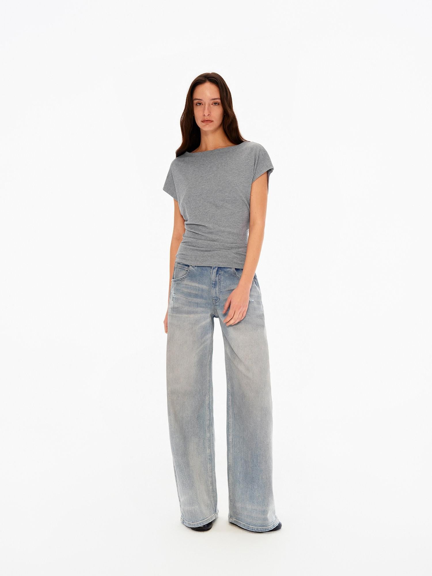 Northbutsouth Chalk Blue Washed Whisker Distressed Women&