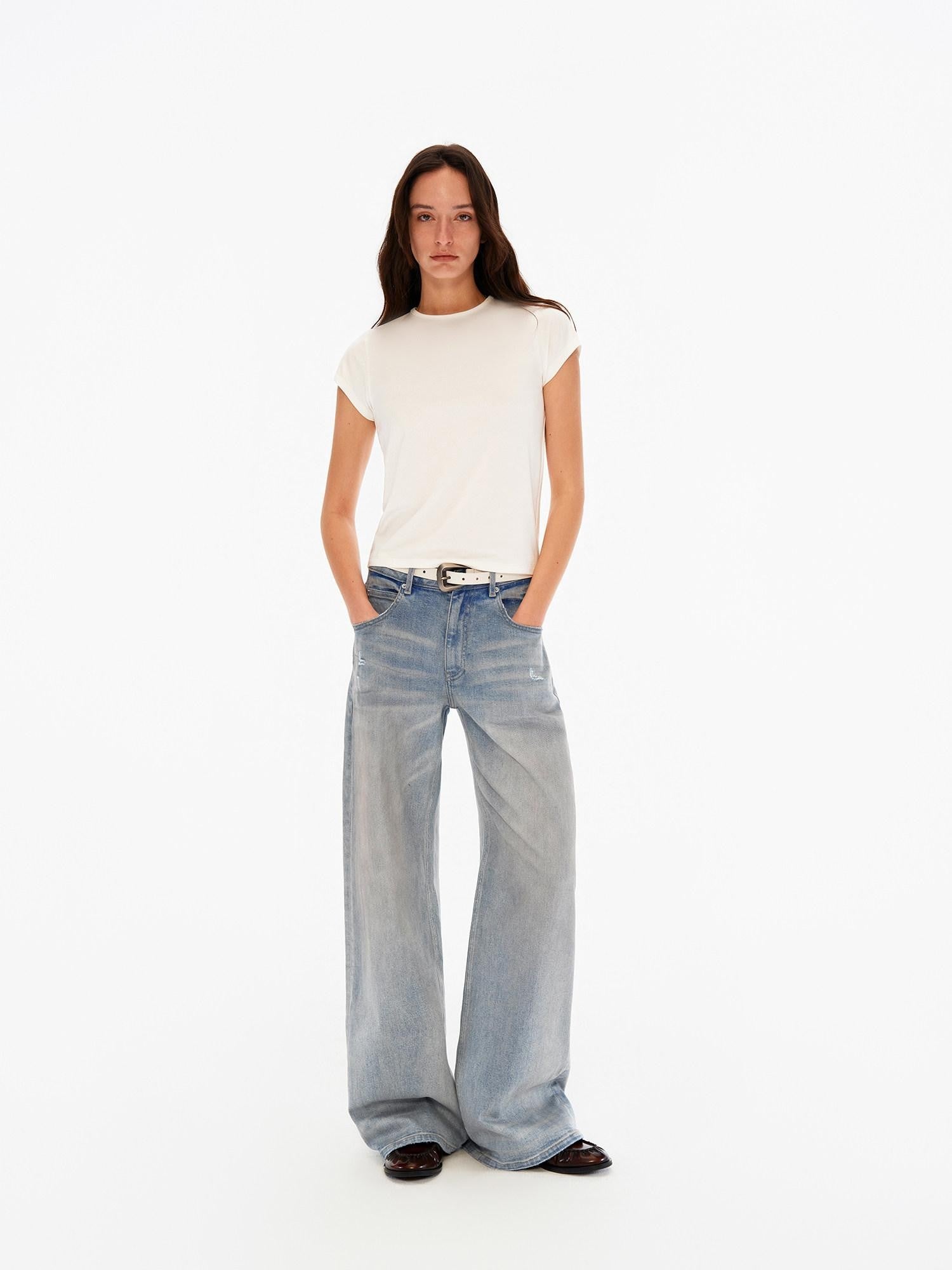 Northbutsouth Chalk Blue Washed Whisker Distressed Women&