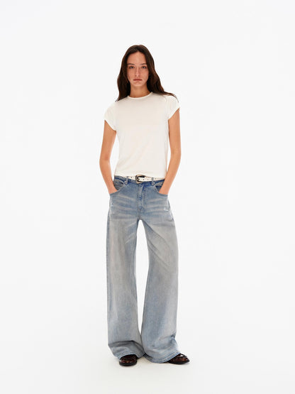 Northbutsouth Chalk Blue Washed Whisker Distressed Women&