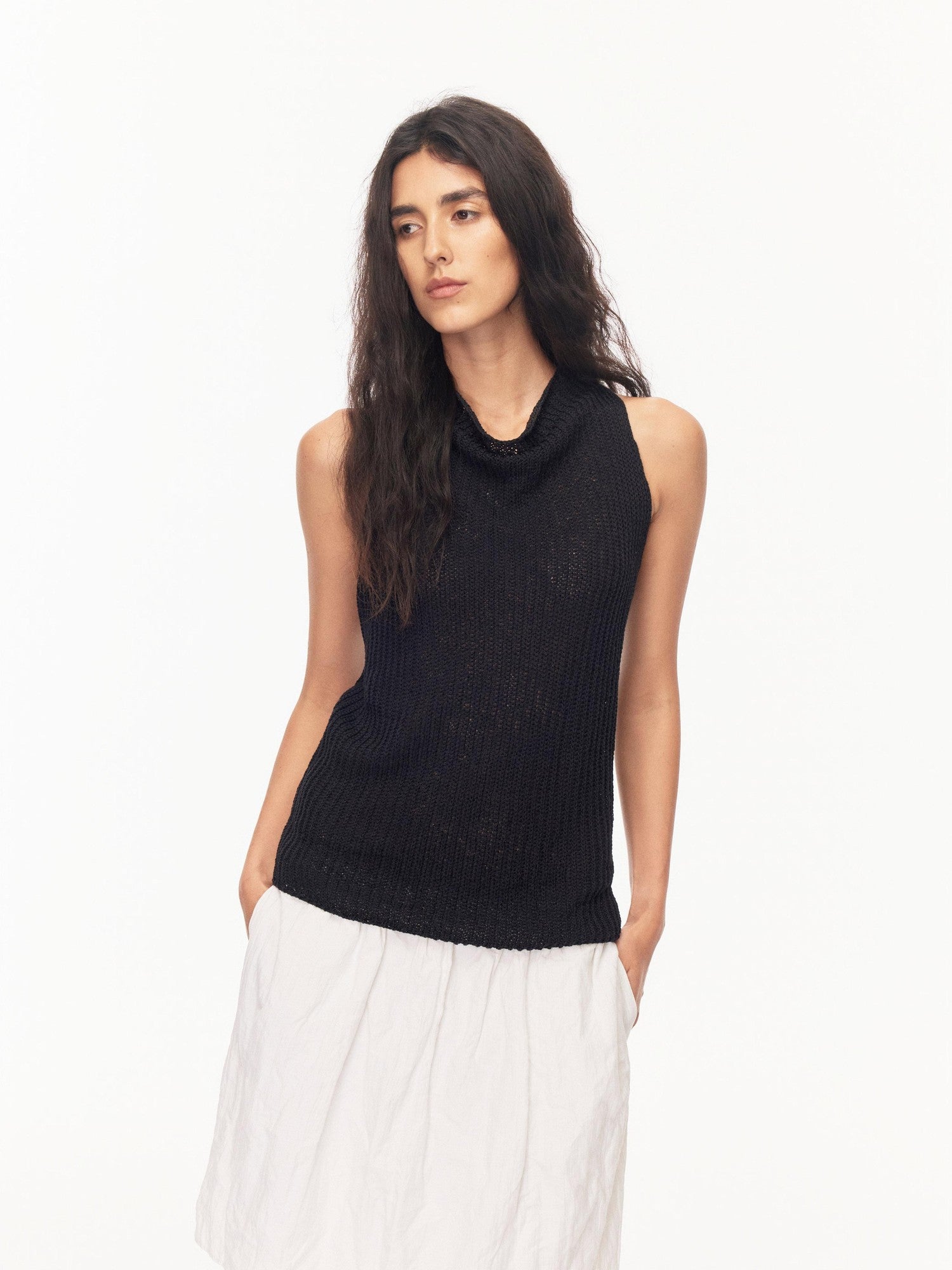 Northbutsouth Chunky Ribbed Breathable Scoop Neck Slim Fit Women&