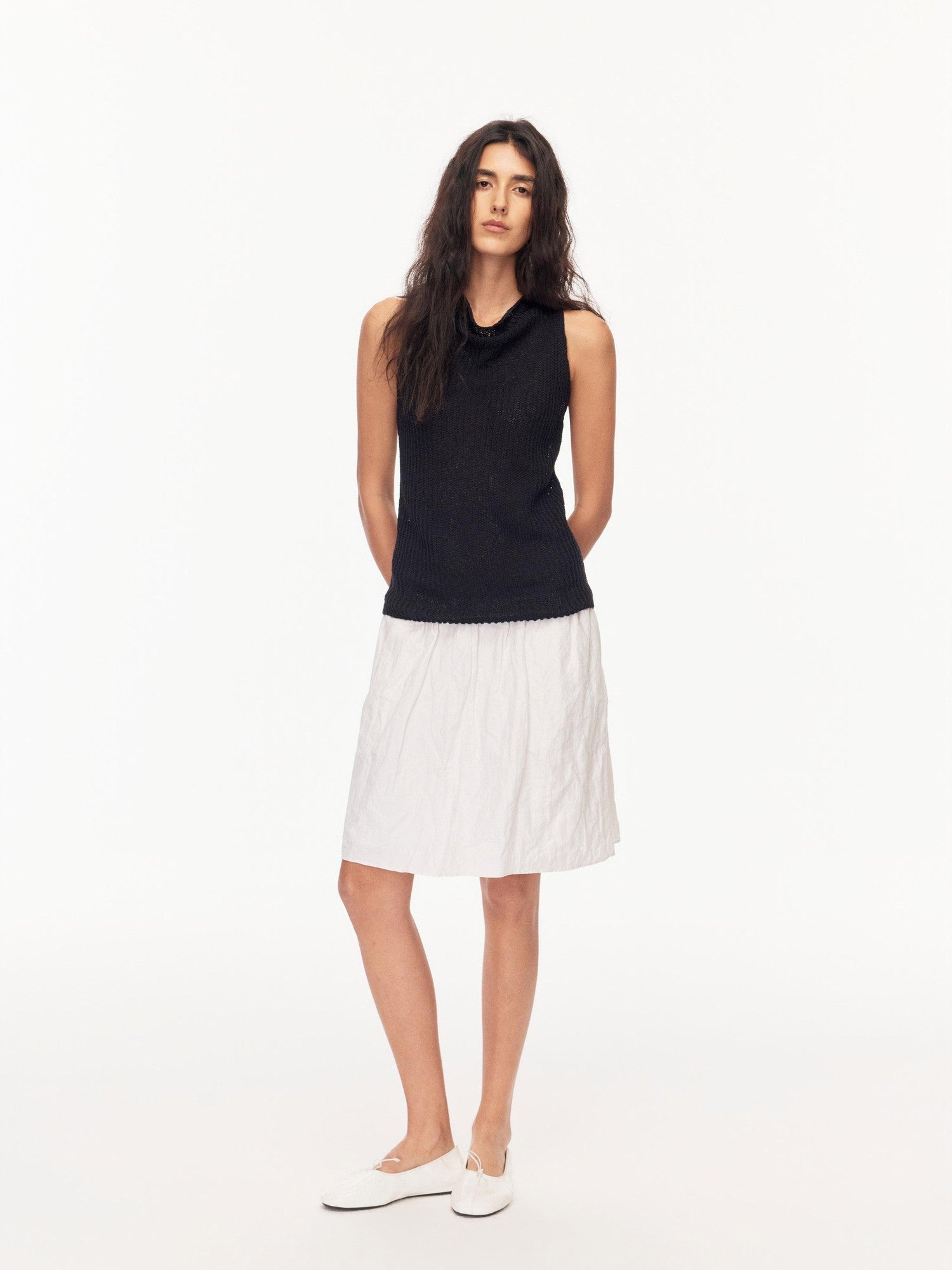 Northbutsouth Chunky Ribbed Breathable Scoop Neck Slim Fit Women&