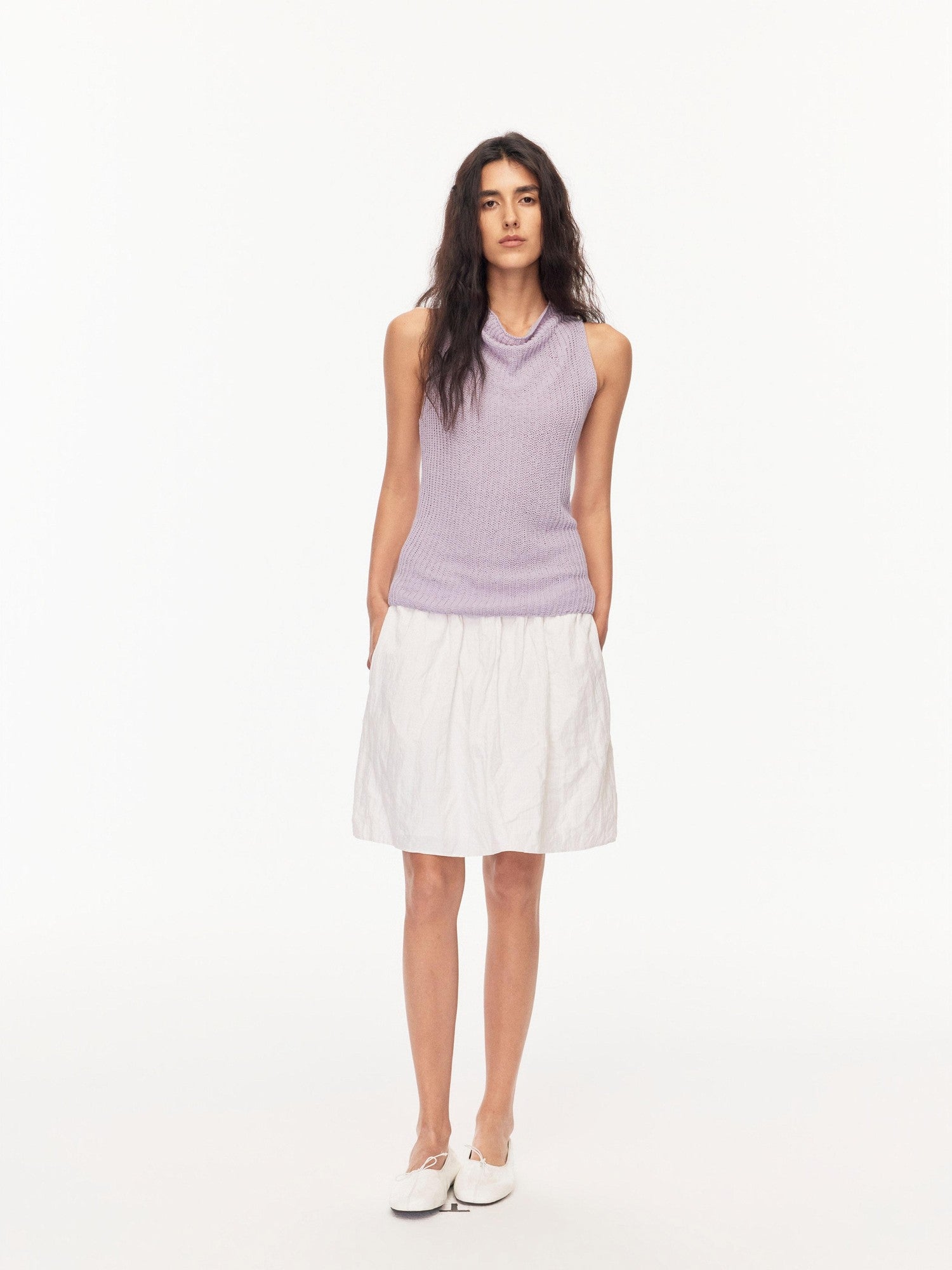 Northbutsouth Chunky Ribbed Breathable Scoop Neck Slim Fit Women&