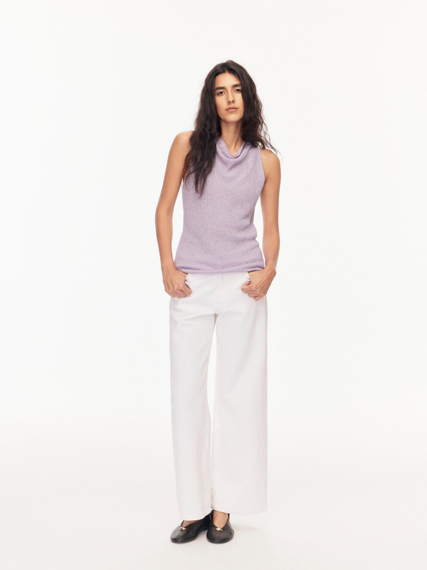 Northbutsouth Chunky Ribbed Breathable Scoop Neck Slim Fit Women&