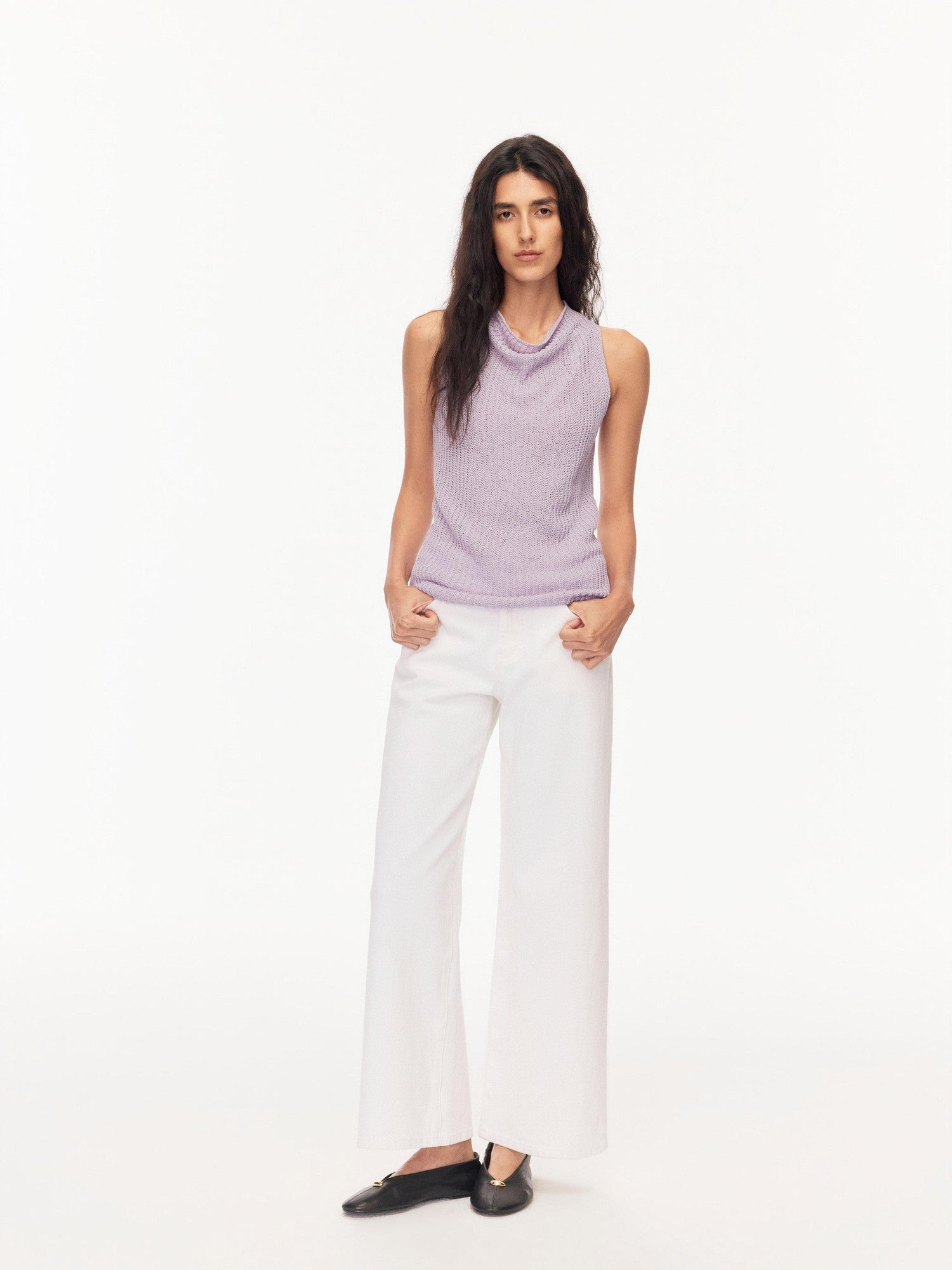 Northbutsouth Chunky Ribbed Breathable Scoop Neck Slim Fit Women&