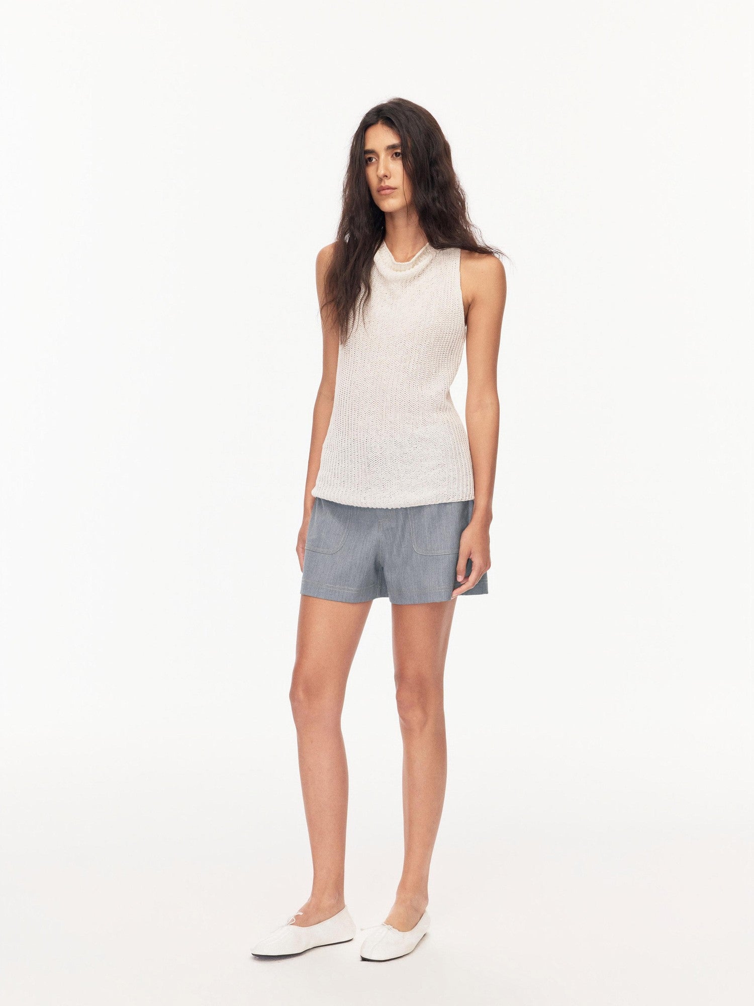 Northbutsouth Chunky Ribbed Breathable Scoop Neck Slim Fit Women&