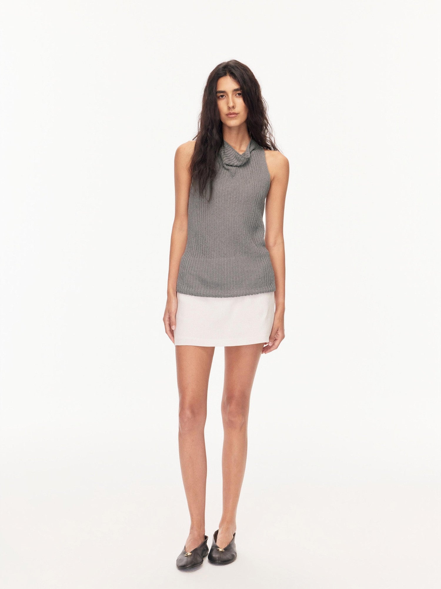 Northbutsouth Chunky Ribbed Breathable Scoop Neck Slim Fit Women&