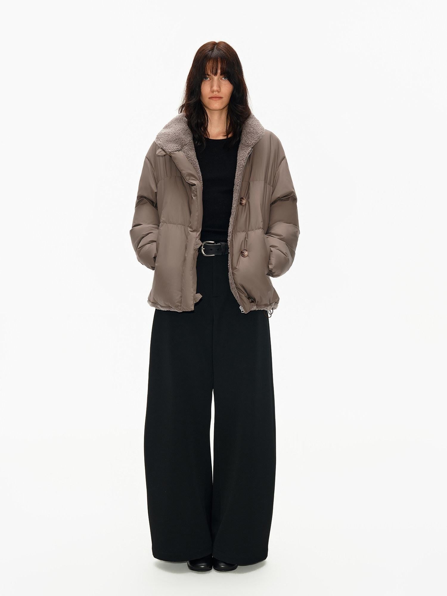 Northbutsouth Classic Black Grey Pleatless Curved Cut Low Rise Women&