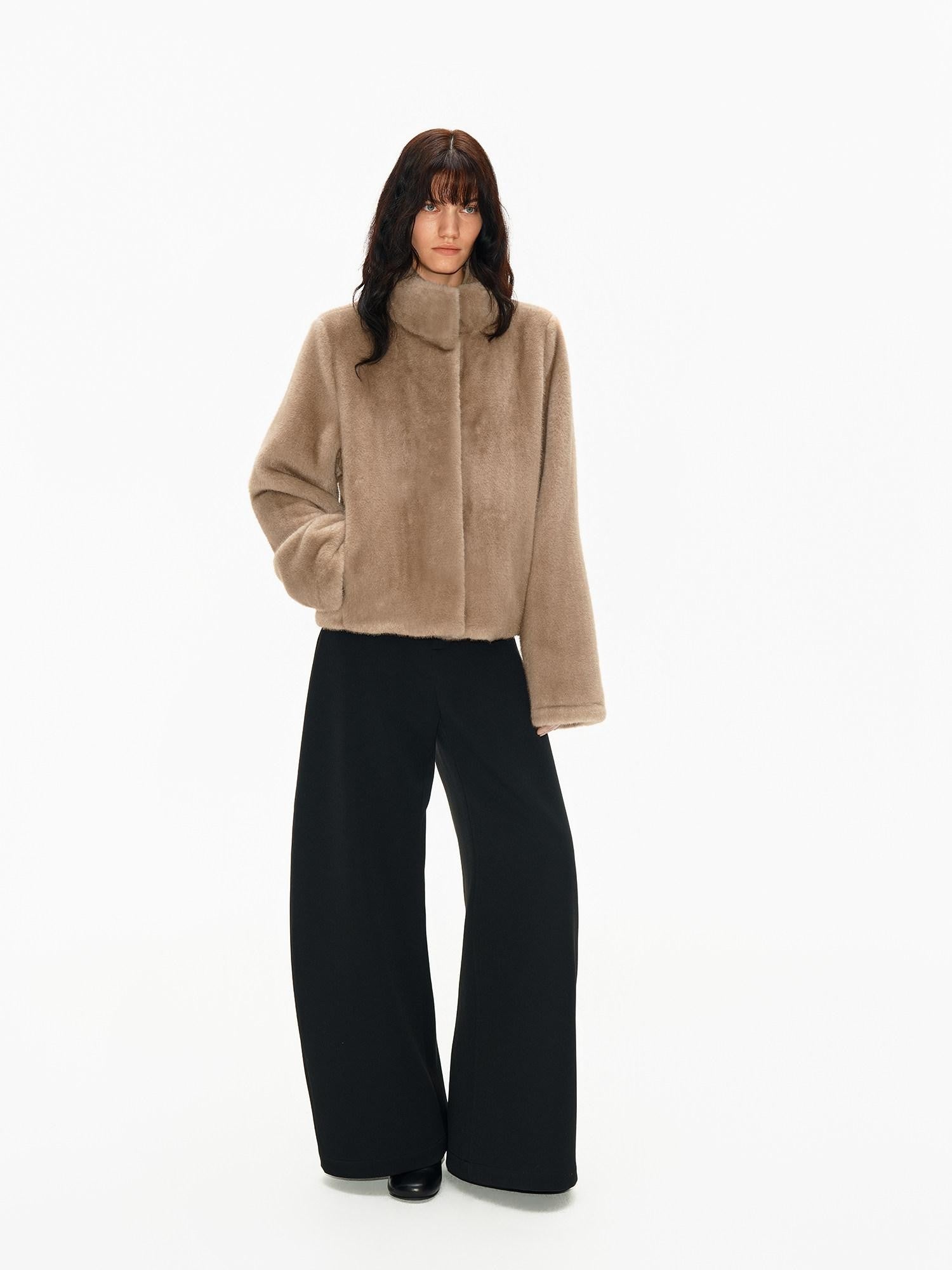 Northbutsouth Classic Black Grey Pleatless Curved Cut Low Rise Women&