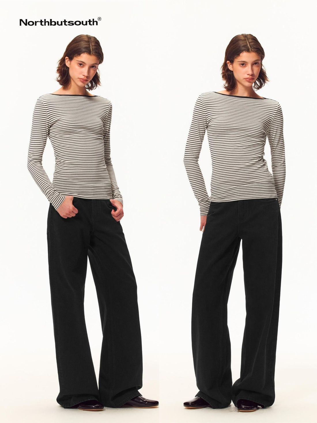 Northbutsouth Classic Black Loose Mid Low Rise Cotton Women&