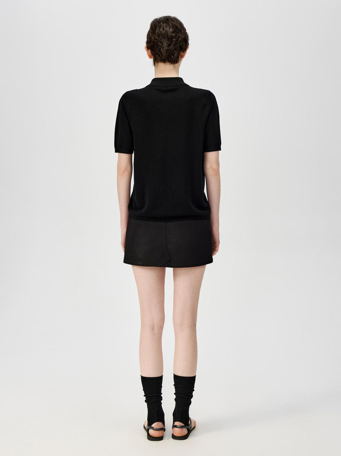 Northbutsouth Classic Black White Polo Collar Knit Top