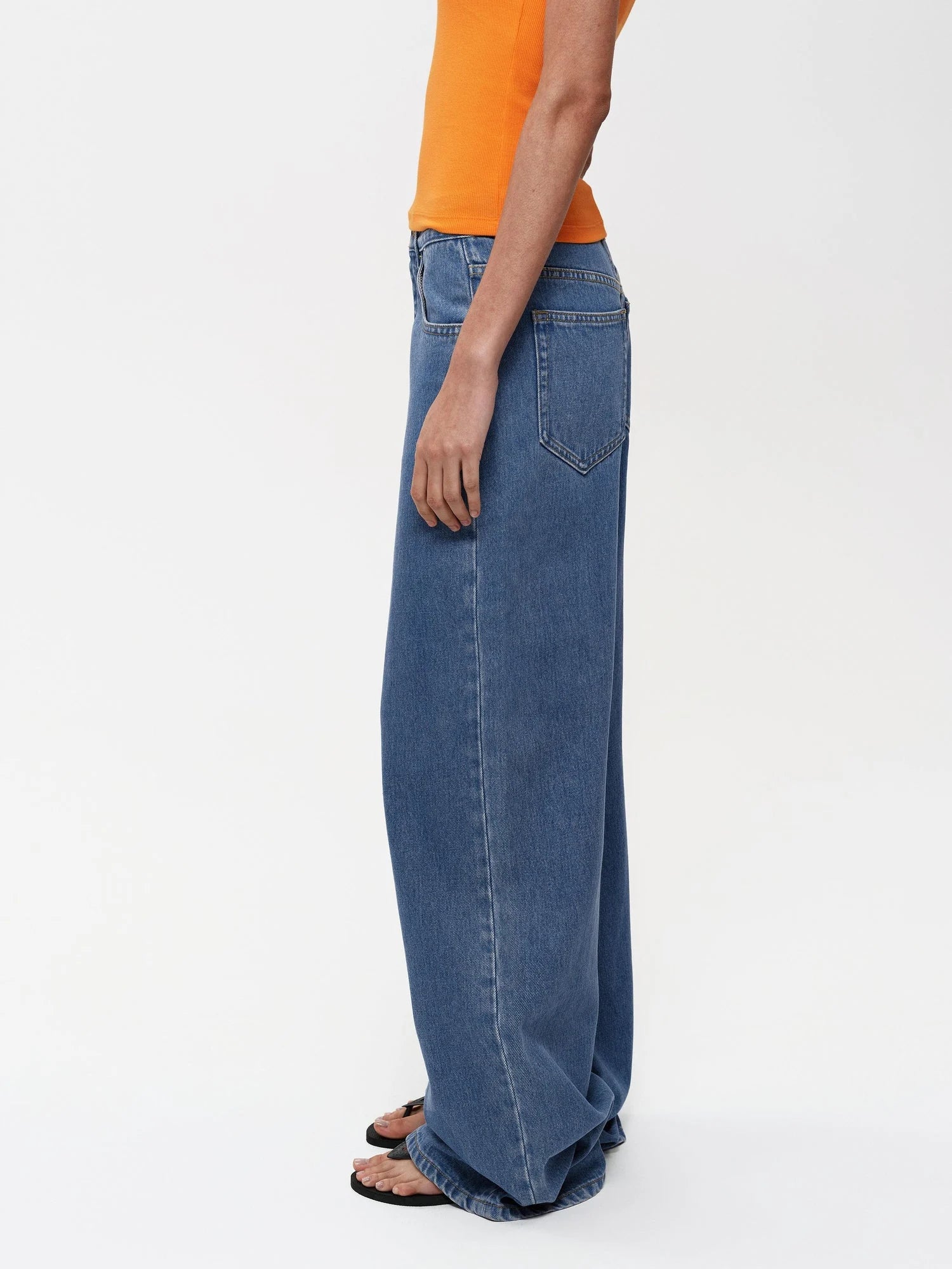 Classic Blue Straight Leg Low Rise Casual Denim Pants
