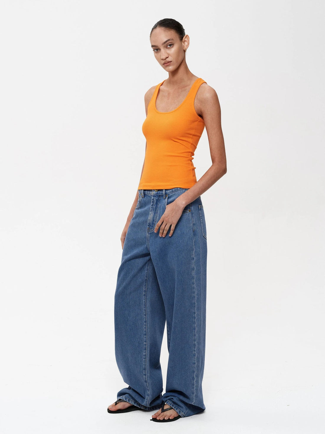 Classic Blue Straight Leg Low Rise Casual Denim Pants