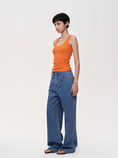 Northbutsouth Classic Blue Straight Leg Low Rise Casual Denim Pants