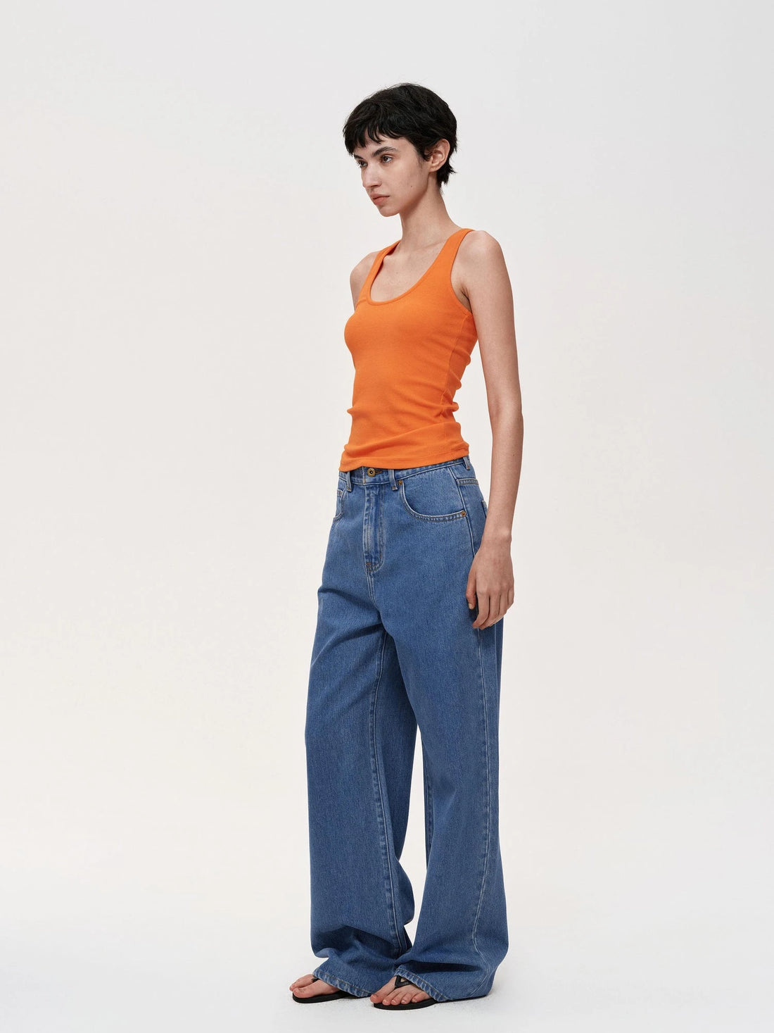 Classic Blue Straight Leg Low Rise Casual Denim Pants