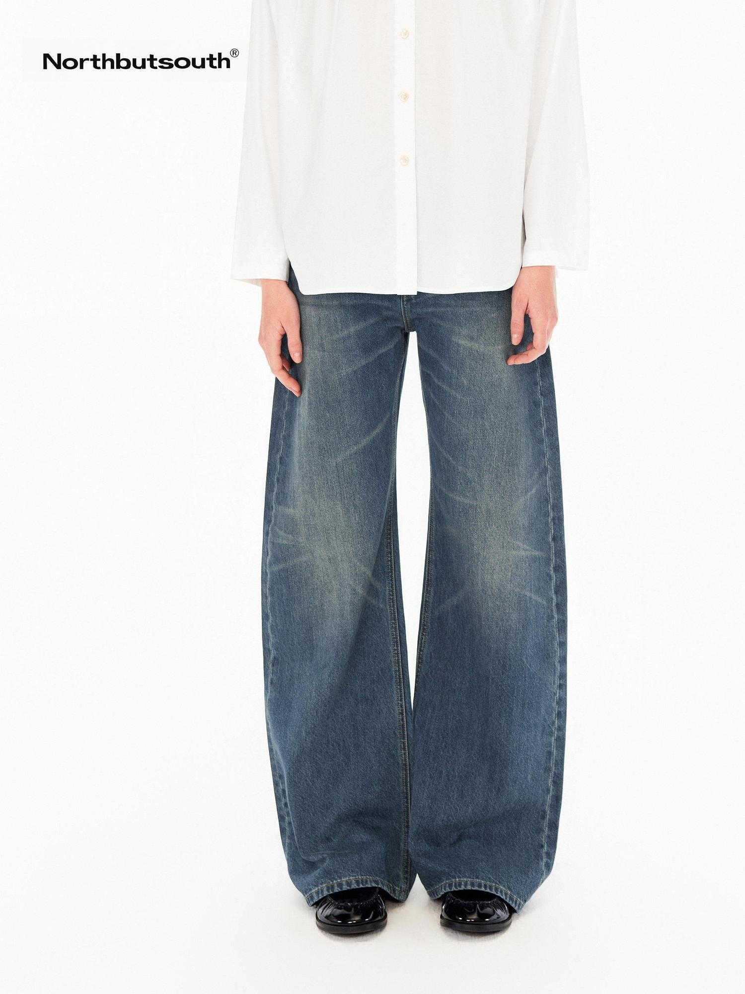 Northbutsouth Classic Blue Whisker Fade Tapered Mid Rise Women&