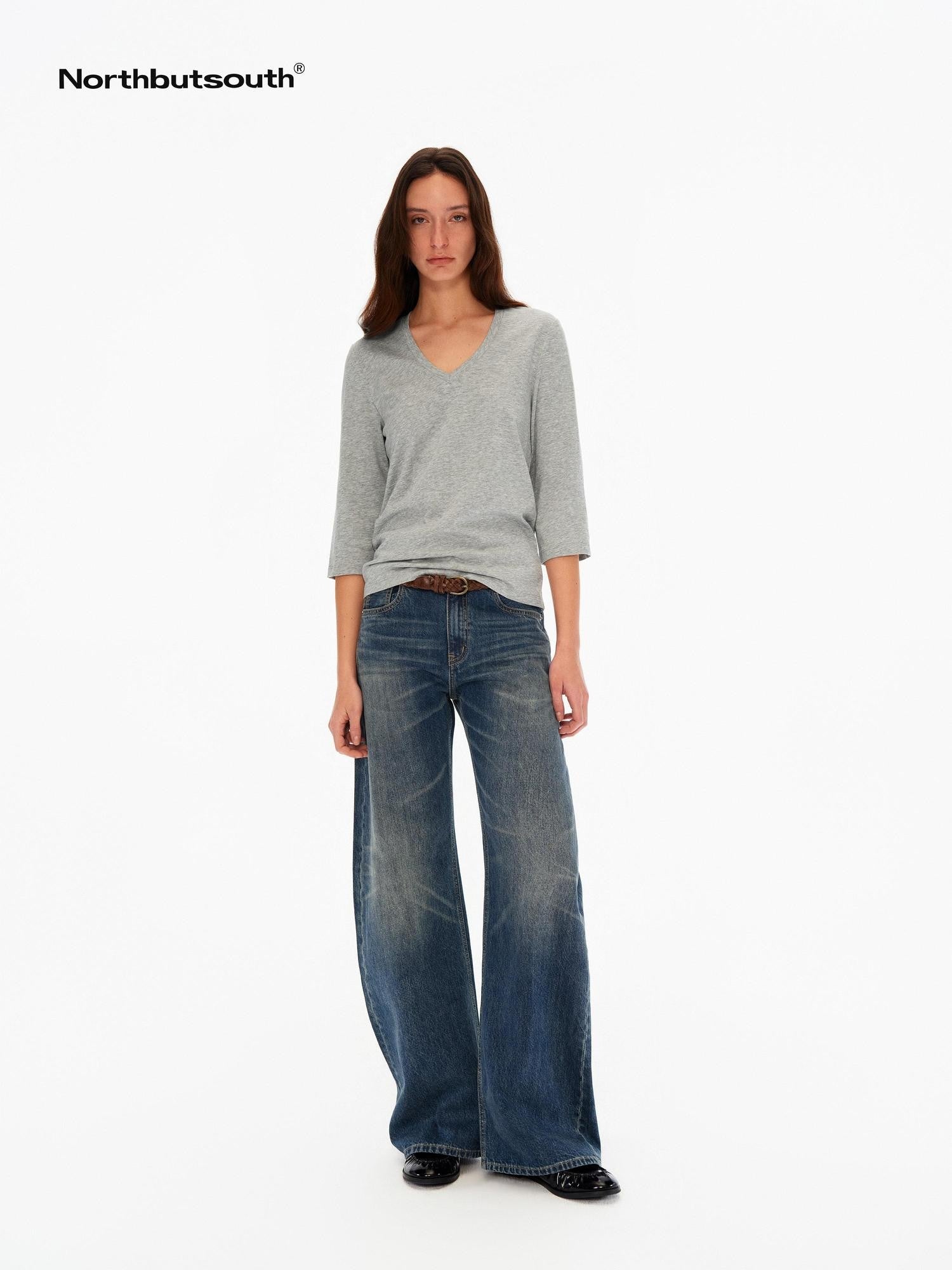 Northbutsouth Classic Blue Whisker Fade Tapered Mid Rise Women&