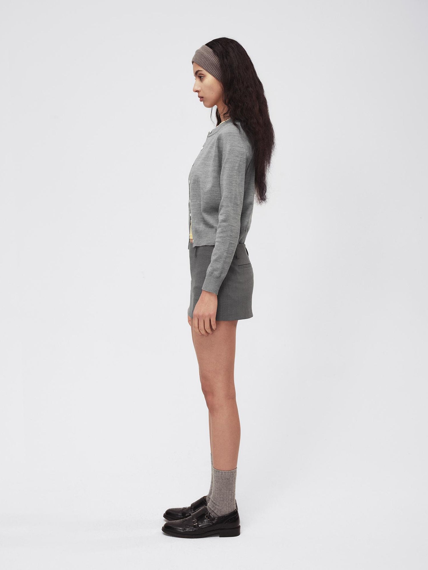 Northbutsouth Classic Contrast Mother Of Pearl Button Lightweight Wool Cardigan