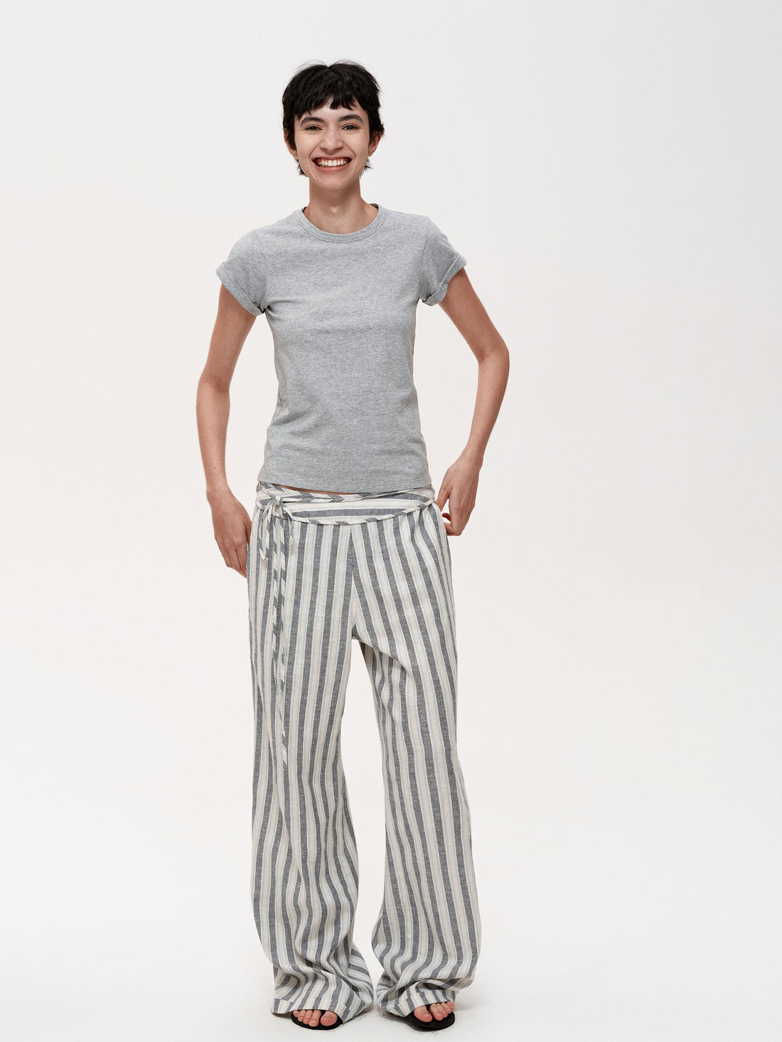 Northbutsouth Classic Crew Neck Turn Up Sleeve Fitted T-shirt Multiple Colors