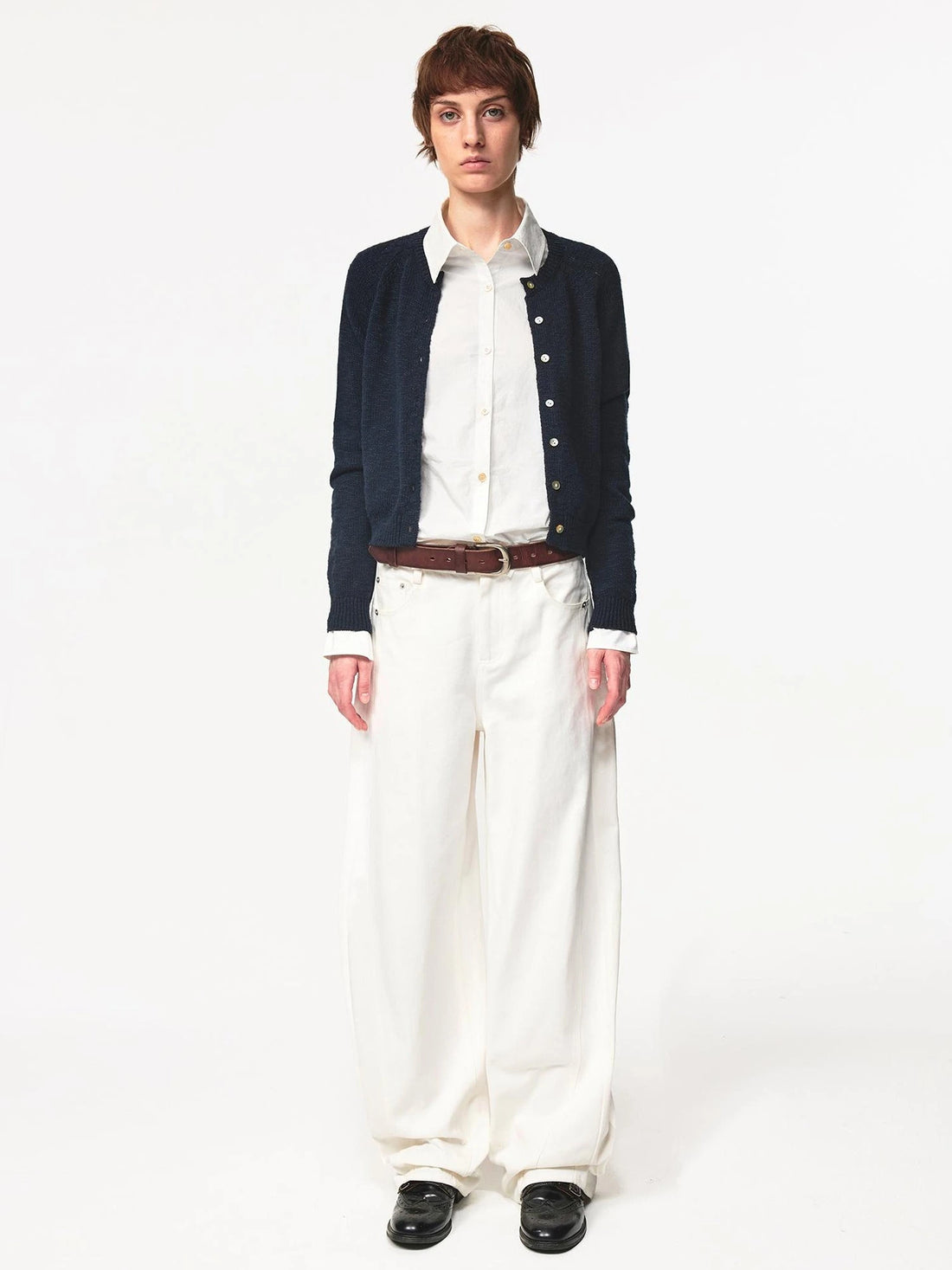 Classic Crewneck Textured Raglan Sweater Cardigan