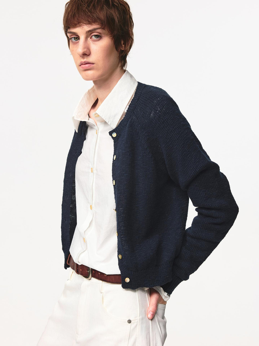 Northbutsouth Classic Crewneck Textured Raglan Sweater Cardigan