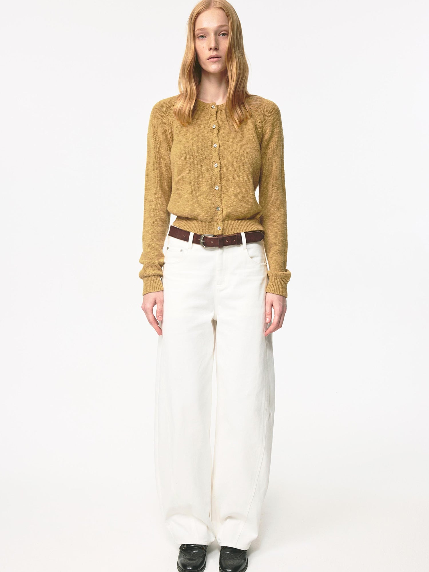Northbutsouth Classic Crewneck Textured Raglan Sweater Cardigan