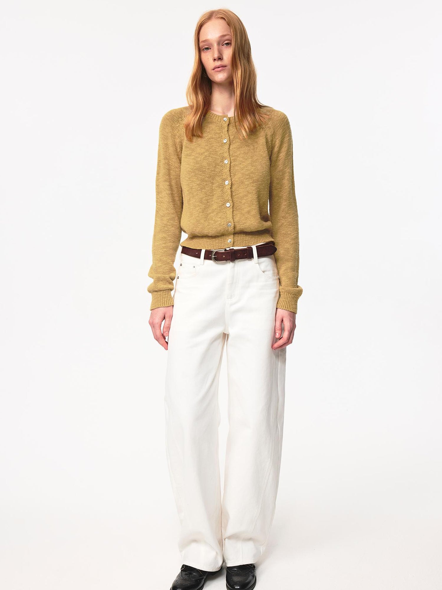 Northbutsouth Classic Crewneck Textured Raglan Sweater Cardigan