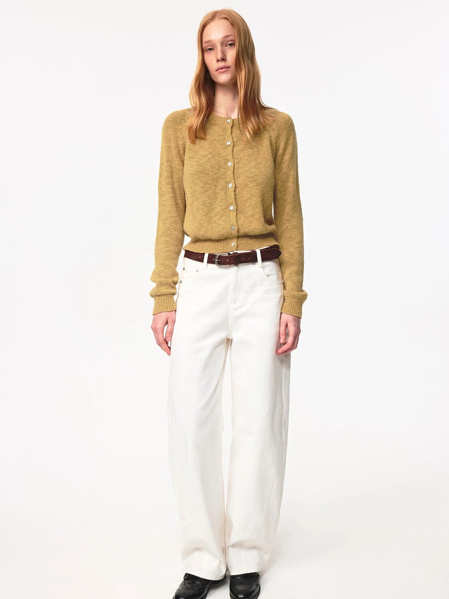 Classic Crewneck Textured Raglan Sweater Cardigan