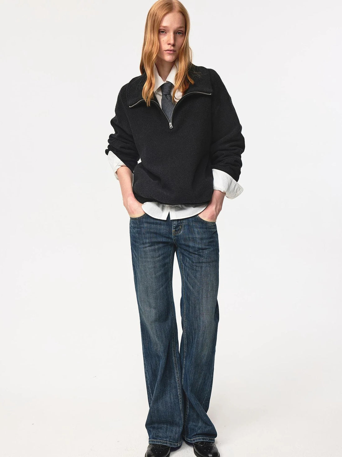 Classic Half Zip Pullover With Pockets