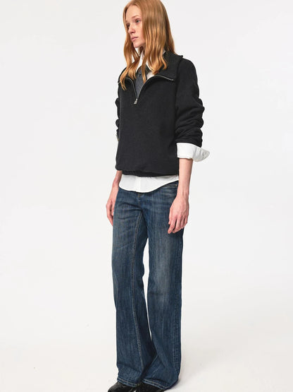 Classic Half Zip Pullover With Pockets