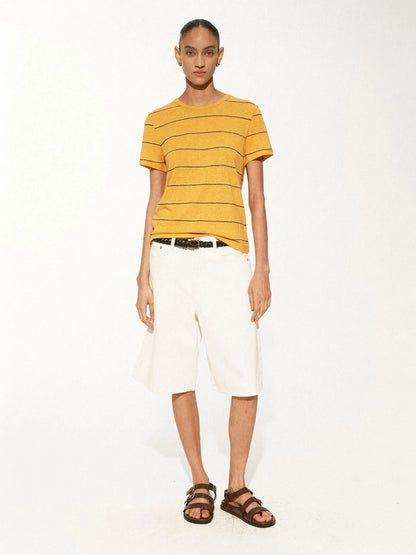 Classic Hemp Striped Relaxed Fit Casual T-Shirt