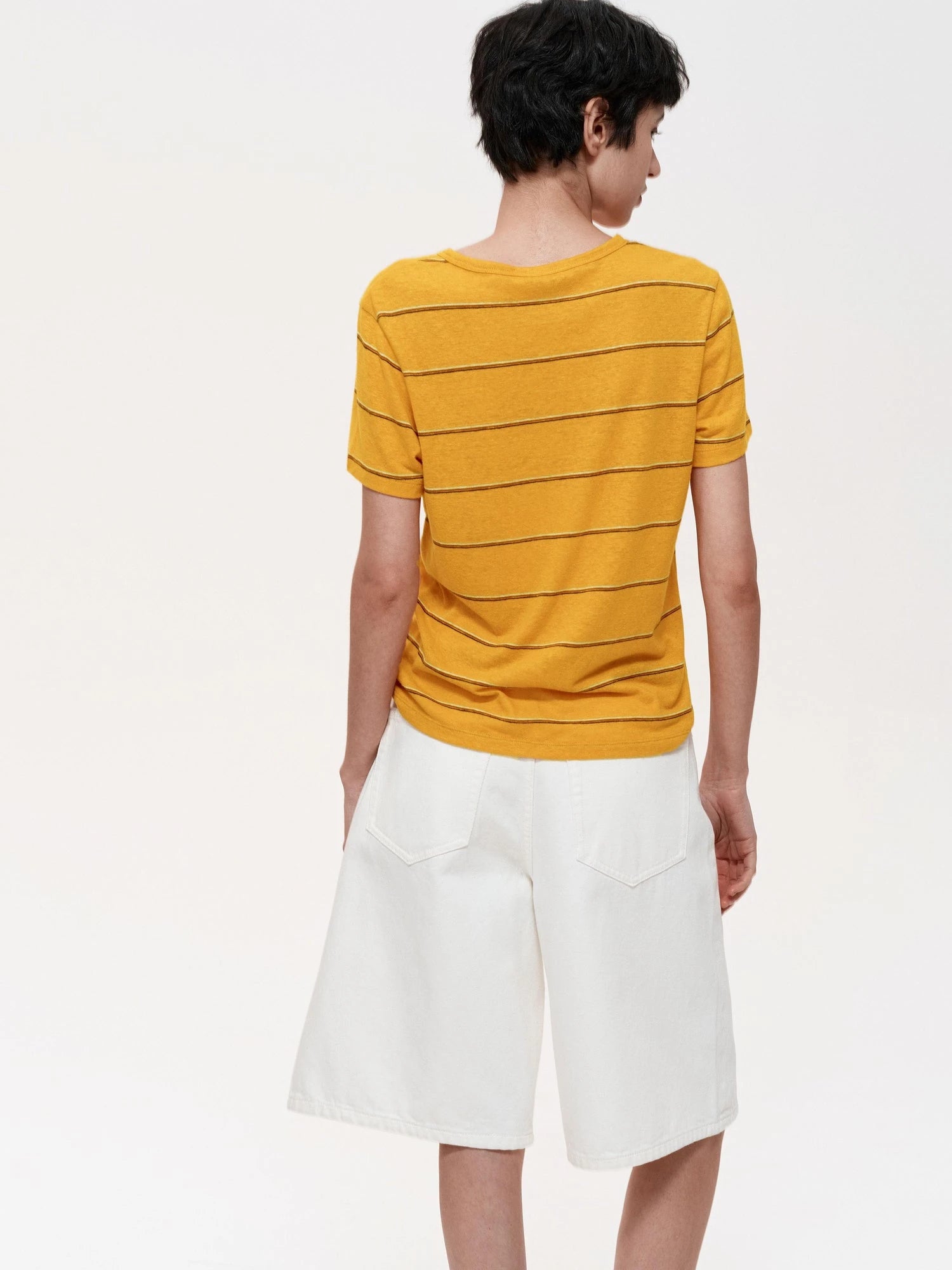 Classic Hemp Striped Relaxed Fit Casual T-Shirt