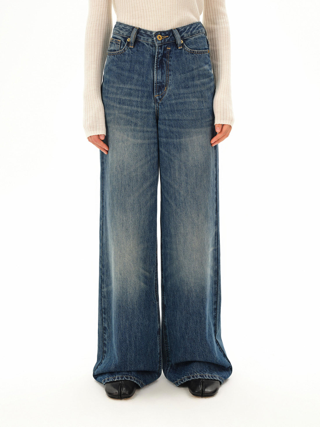 Northbutsouth Classic Light Wash Cat Whisker Denim Trousers