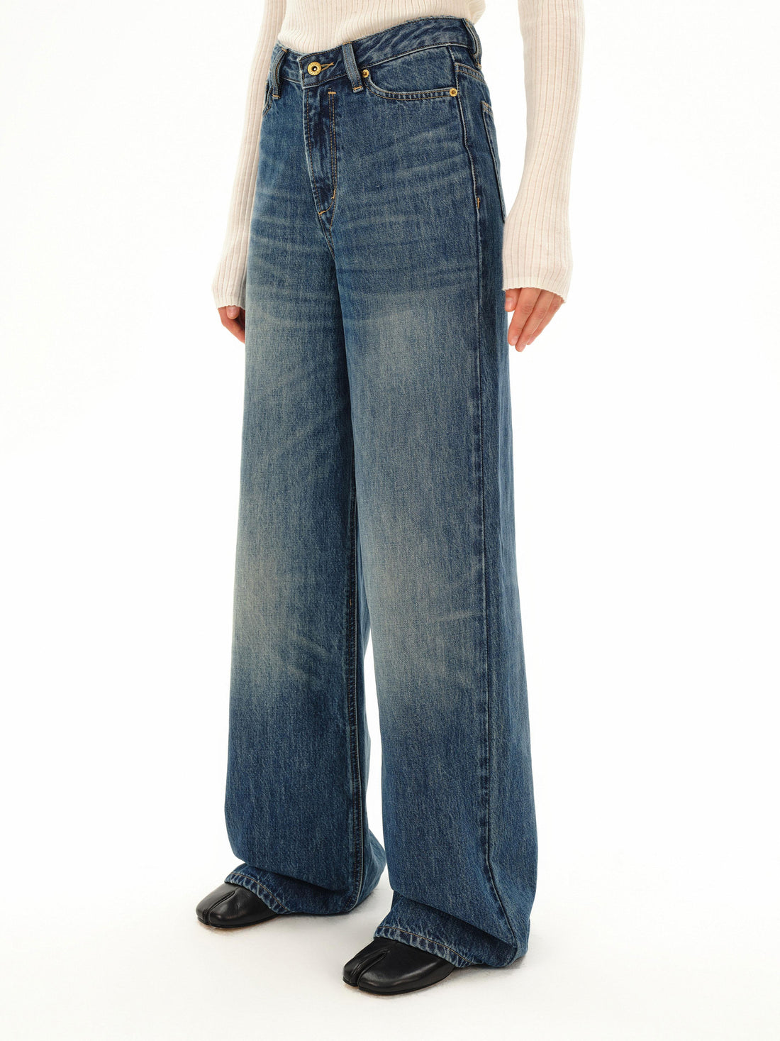 Northbutsouth Classic Light Wash Cat Whisker Denim Trousers