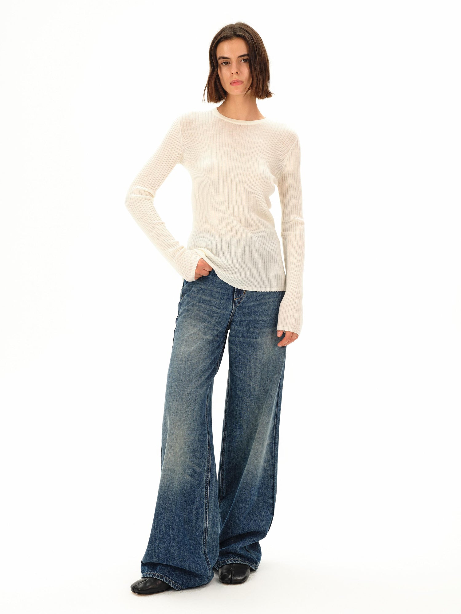 Northbutsouth Classic Light Wash Cat Whisker Denim Trousers