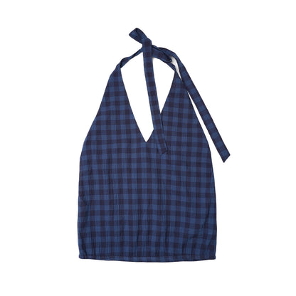Northbutsouth Classic Plaid Deep V Back Tie Halter Top MISSTT