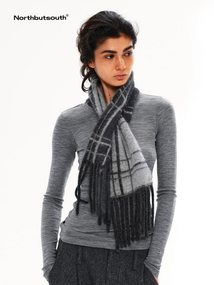 Northbutsouth Classic Plaid Fringed Reversible Women&