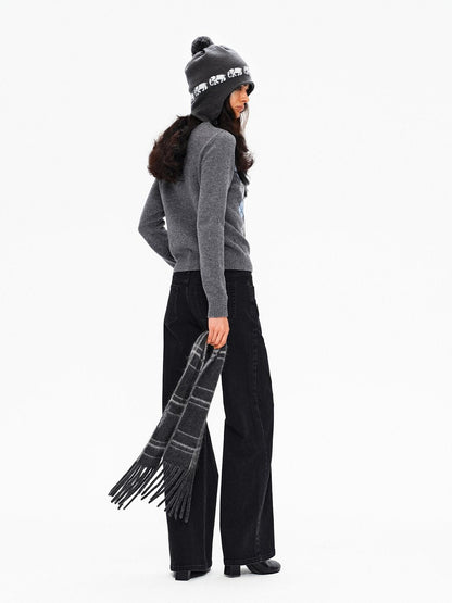 Northbutsouth Classic Plaid Fringed Reversible Women&