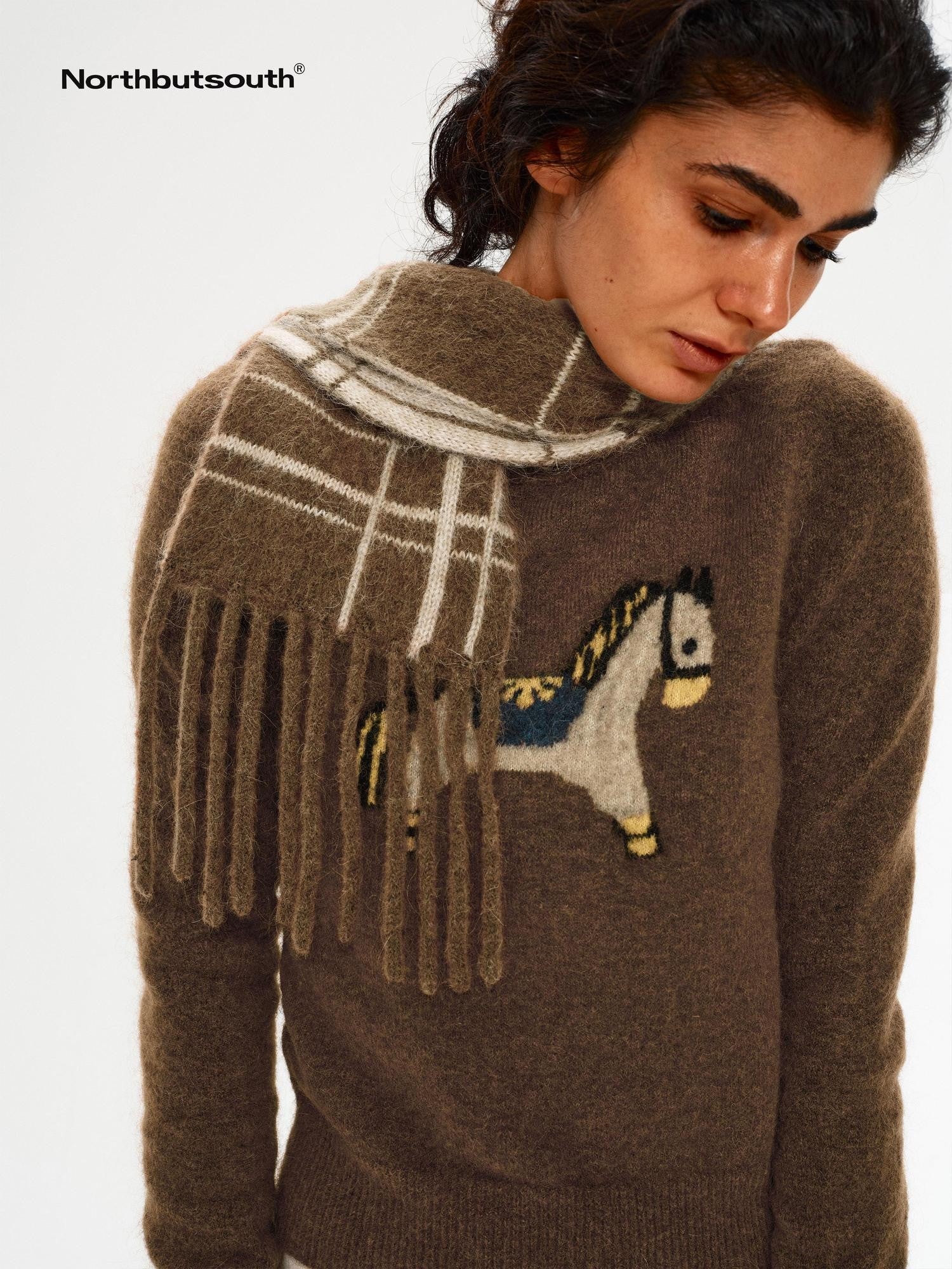 Northbutsouth Classic Plaid Fringed Reversible Women&