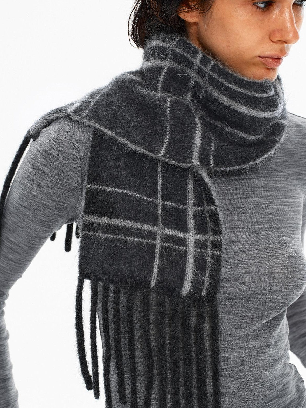 Northbutsouth Classic Plaid Fringed Reversible Women&