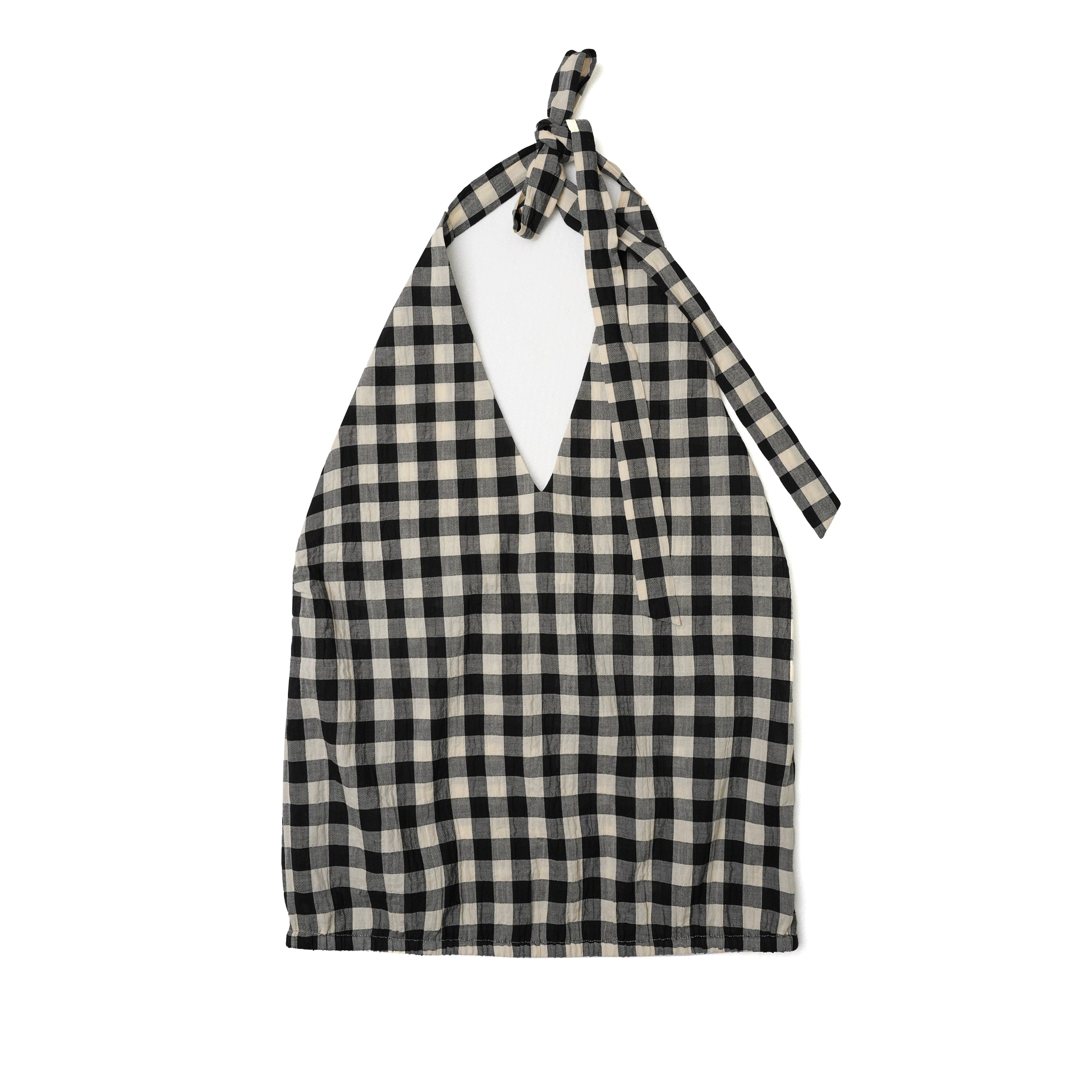 Northbutsouth Classic Plaid Halter Tie Back Deep V Backless Top MISSTT