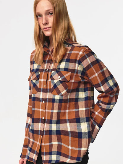 Classic Retro Checkered Loose Fit Hemp Shirt Jacket
