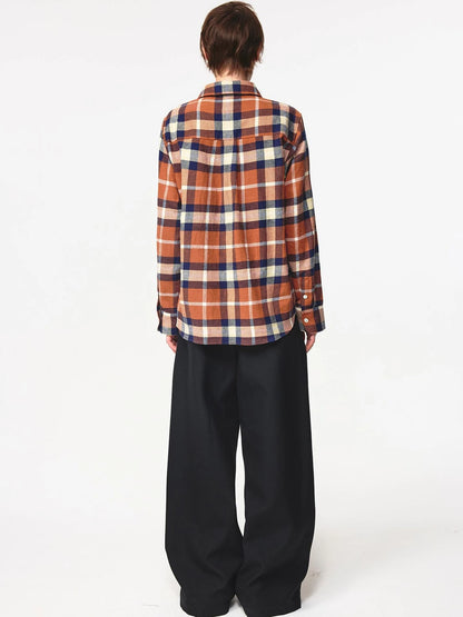 Classic Retro Checkered Loose Fit Hemp Shirt Jacket