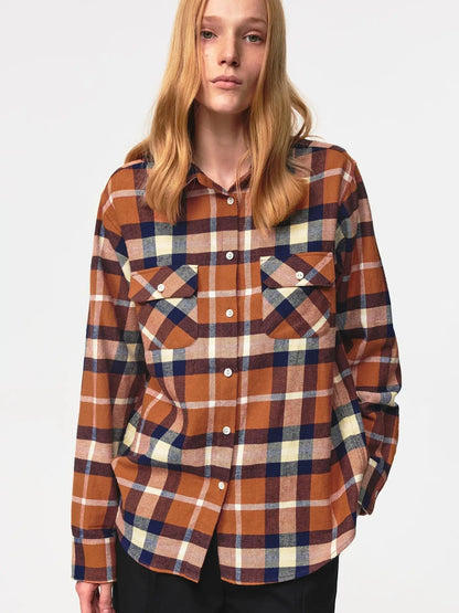 Classic Retro Checkered Loose Fit Hemp Shirt Jacket