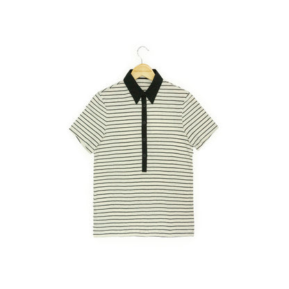 Northbutsouth Classic Stripe Polo Collar Relaxed Fit Casual T-shirt MISSTT