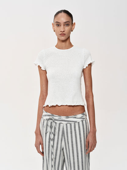 Northbutsouth Classic Striped Hemp Tencel Drawstring Waist Resort Trousers