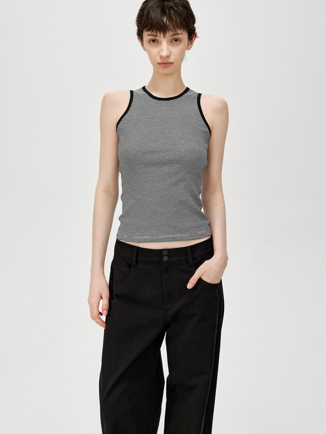 Northbutsouth Classic Striped Round Neck Slim Fitting Color Block Vest