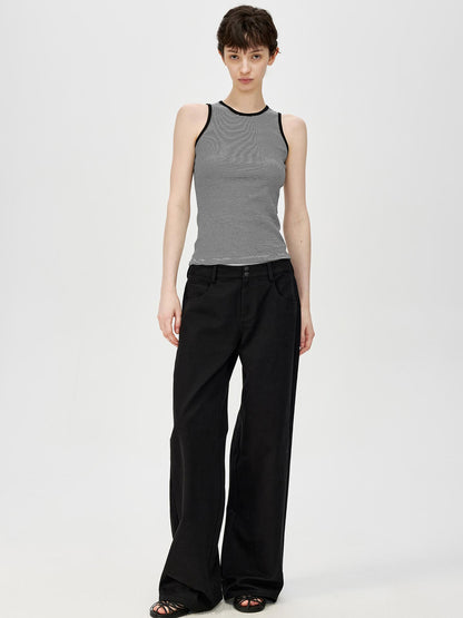 Northbutsouth Classic Striped Round Neck Slim Fitting Color Block Vest